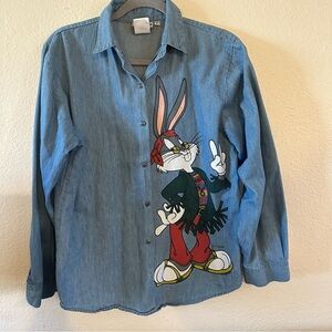 Kids Denim Shirt with Cartoon Character